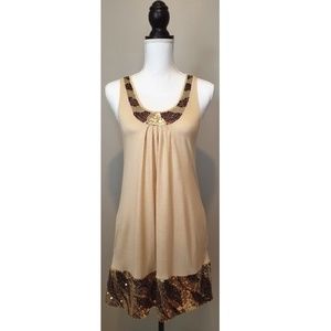 Express Gold Sequin, Flowy Dress w/Pockets